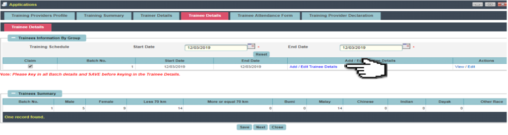 HRD Corp Training Claim